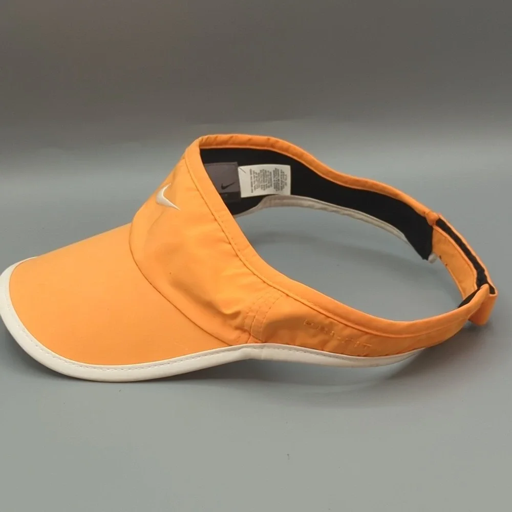 Vintage Nike Dri-Fit Hat Cap Visor Strapback Orange Running Tennis OSFA Y2K